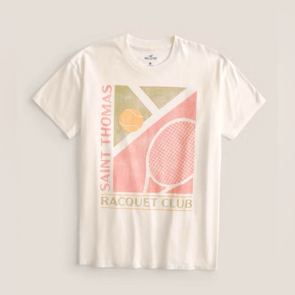Hollister Tops - Hollister Women’s Oversized “Saint Thomas Racquet Club” Graphic Tee – Size Small
